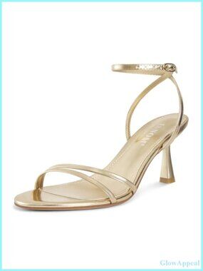 Womens Faux Leather Ankle Strap Heeled Sandals Kitten Heel